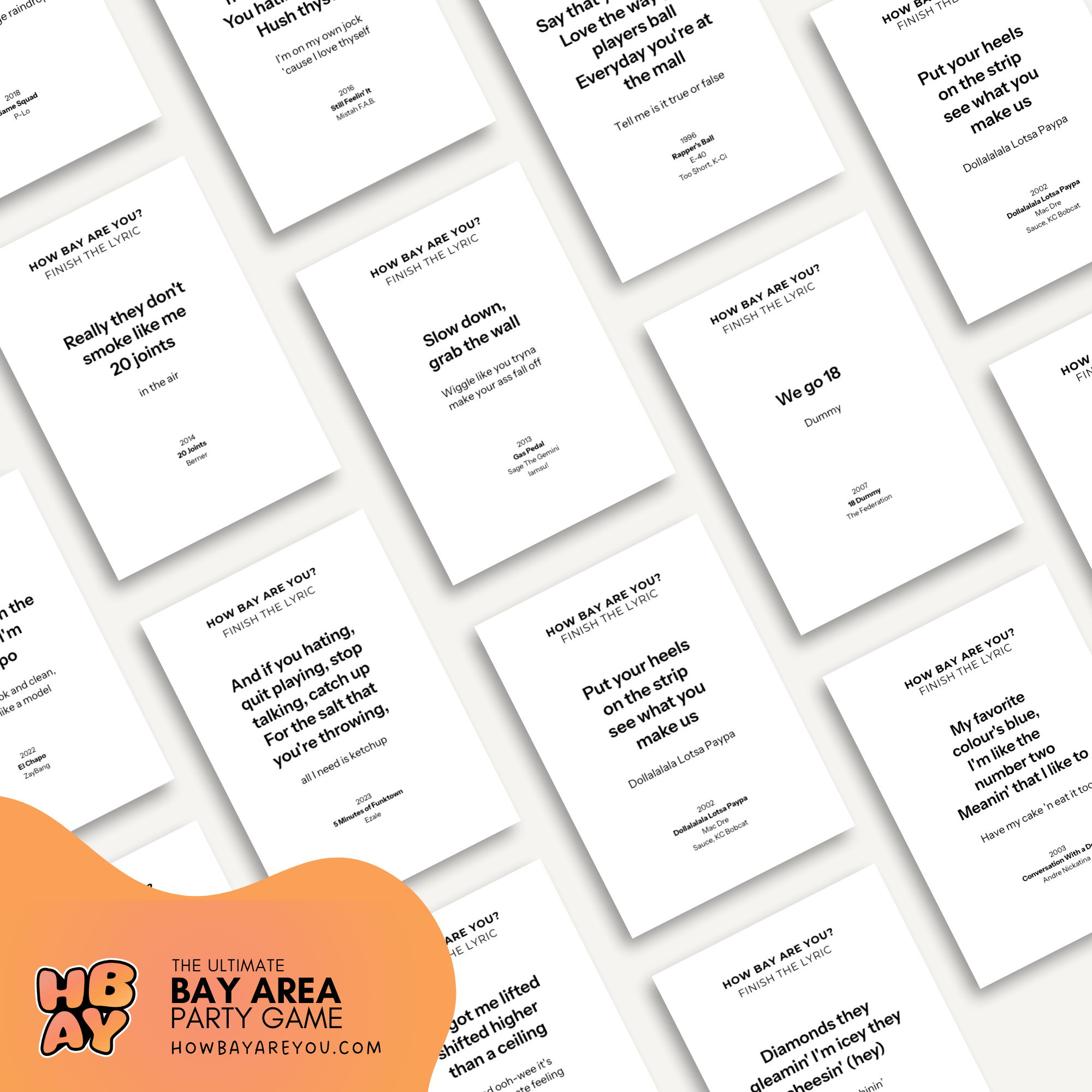 Finish The Lyric (Printable Deck) —  Bay Area Hip Hop & R&B